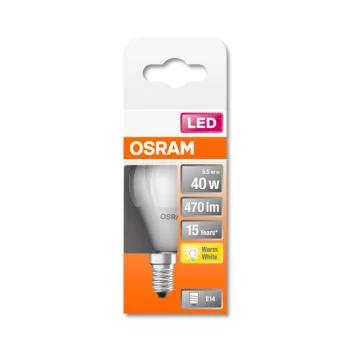 OSRAM Star LED kisgömb izzó, matt búra, E14 foglalat, 5W, 2700K, 470lm, meleg fehér