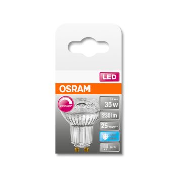 OSRAM Superstar dimmelhető LED izzó, GU10 foglalat, 3,7W, 4000K, 230lm, hideg fehér