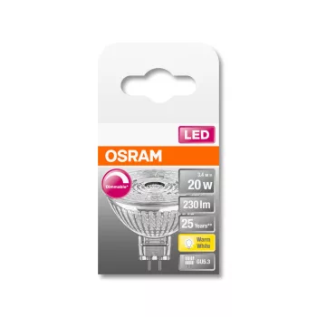 OSRAM Superstar LED spot, fényerő szabályozható, GU5.3 foglalat, 3,4W, 2700K, 230lm, meleg fehér