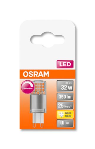 OSRAM Superstar dimmelhető 230V LED kapszula, átlátszó búra, 3,5W 350lm 2700K G9, átlagos élettartam: 25000 óra, fényszín: meleg fehér LED SST PIN 230V DIM 32 CL 3.5W 2700K G9 ( 4058075431874 )