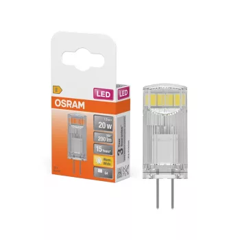 OSRAM LED izzó, kapszula forma, átlátszó üveg búra, G4 foglalat, 1,5W, 200lm, 2700K meleg fehér