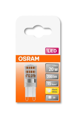 OSRAM Star 230V LED kapszula, átlátszó búra, 1,9W 200lm 2700K G9, átlagos élettartam: 15000 óra, fényszín: meleg fehér LED ST PIN 230V 20 CL 1.9W 2700K G9 ( 4058075432307 )
