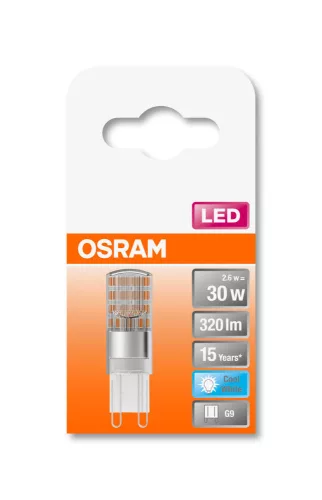OSRAM Star LED kapszula izzó, G9 foglalat, 2,6W, 4000K, 320lm, hideg fehér, energiatakarékos
