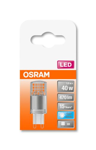 OSRAM Star 230V LED kapszula, átlátszó búra, 4,2W 470lm 4000K G9, átlagos élettartam: 15000 óra, fényszín: hideg fehér LED ST PIN 230V 40 CL 4.2W 4000K G9 ( 4058075432420 )