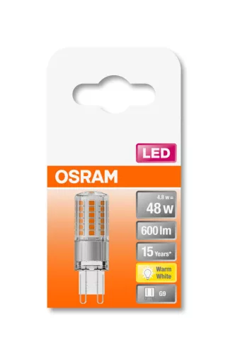 OSRAM Star LED kapszula izzó, G9 foglalat, 4,8W, 2700K, 600lm, meleg fehér, energiatakarékos