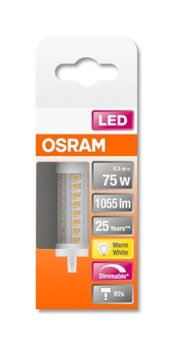OSRAM Superstar dimmelhető LED ceruza, plasztik búra, 8,5W 1055lm 2700K R7s, átlagos élettartam: 25000 óra, fényszín: meleg fehér LED SST LINE DIM 78.0 mm 75 8.5W 2700K R7s ( 4058075432512 )