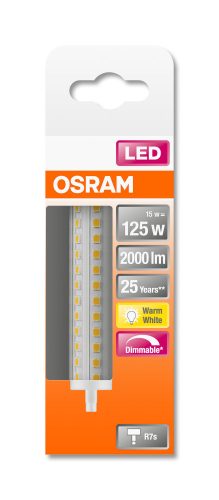 OSRAM Superstar dimmelhető LED ceruza, plasztik búra, 15W 2000lm 2700K R7s, átlagos élettartam: 25000 óra, fényszín: meleg fehér LED SST LINE DIM 118.0 mm 125 15W 2700K R7s ( 4058075432550 )