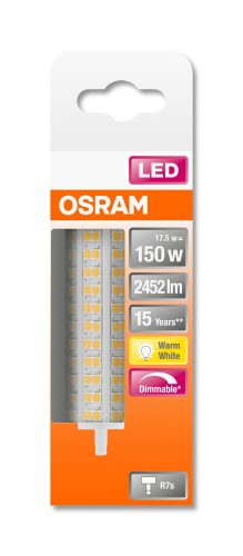 OSRAM Superstar dimmelhető LED ceruza, plasztik búra, 17,5W 2452lm 2700K R7s, átlagos élettartam: 15000 óra, fényszín: meleg fehér LED SST LINE DIM 118.0 mm 150 17.5W 2700K R7s ( 4058075432574 )