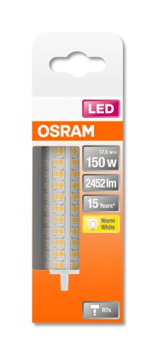 OSRAM Star LED ceruza, plasztik búra, 17,5W 2452lm 2700K R7s, átlagos élettartam: 15000 óra, fényszín: meleg fehér LED ST LINE 118.0 mm 150 17.5W 2700K R7s ( 4058075432697 )