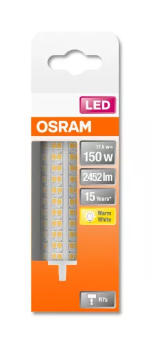 OSRAM Star LED ceruza izzó, átlátszó üveg búra, R7s foglalat, 17,5W, 2700K, 2452lm, meleg fehér
