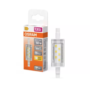 OSRAM LED ceruza izzó, átlátszó üveg búra, R7s foglalat, 7W, 2700K, 806lm, meleg fehér
