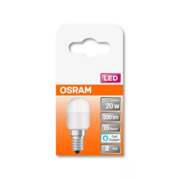 OSRAM hűtőizzó, matt búra, E14 foglalat, 2,3W, 6500K, 200lm, hideg fehér, energiatakarékos