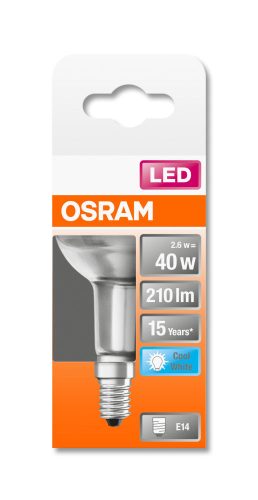 OSRAM Star LED R50 spot, matt üveg búra, 2,6W 210lm 4000K E14, átlagos élettartam: 15000 óra, fényszín: hideg fehér LED ST R50 40 36° 2.6W 4000K E14 ( 4058075433342 )