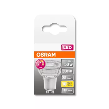 OSRAM Star+ LED spot, GU10 foglalat, 4,6W, 2700K, 350lm, meleg fehér, energiatakarékos