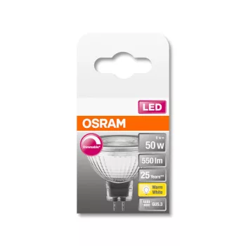 OSRAM Superstar LED spot, fényerő szabályozható, GU5.3 foglalat, 7,8W, 2700K, 621lm, meleg fehér