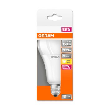 OSRAM Superstar dimmelhető LED izzó, körte forma, E27 foglalat, 21W, 2700K, 2452lm, meleg fehér