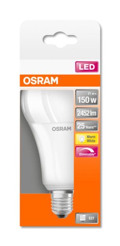 OSRAM Superstar dimmelhető LED körte, matt búra, 21W 2452lm 2700K E27, átlagos élettartam: 25000 óra, fényszín: meleg fehér LED SST CL A DIM 150 FR 21W 2700K E27 ( 4058075433847 )