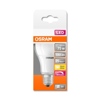 OSRAM Superstar dimmelhető LED izzó, körte forma, E27 foglalat, 8,8W, 2700K, 806lm, meleg fehér