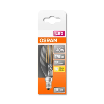 OSRAM Star LED gyertya izzó, átlátszó üveg búra, E14 foglalat, 4W, 2700K, 470lm, 4202