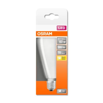 OSRAM Star LED edison izzó, körte forma, E27 foglalat, 7W, 2700K, 806lm, meleg fehér, 320°