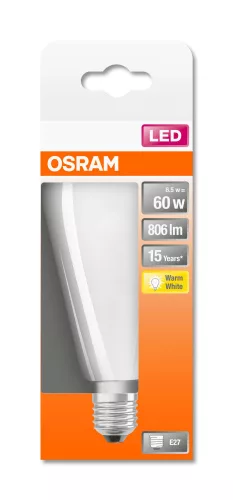 OSRAM Star LED edison izzó, körte forma, E27 foglalat, 7W, 2700K, 806lm, meleg fehér, 320°