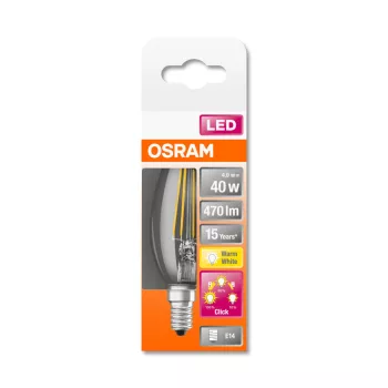 OSRAM Star LED gyertya izzó, gyertya forma, E14 foglalat, 4W, 2700K, 470lm, meleg fehér