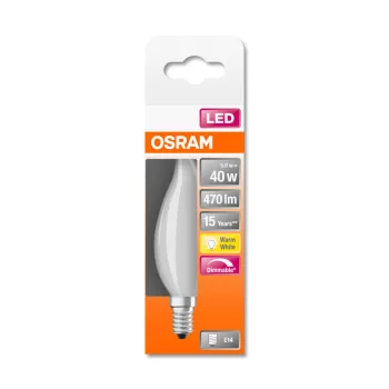 OSRAM Superstar LED gyertya izzó, matt búra, E14 foglalat, 4W, 2700K, 470lm, meleg fehér