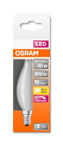 OSRAM Superstar dimmelhető LED gyertya, matt üveg búra, 4,5W 470lm 2700K E14, átlagos élettartam: 15000 óra, fényszín: meleg fehér LED SST CL BA DIM 40 GL FR 4.5W 2700K E14 ( 4058075434585 )