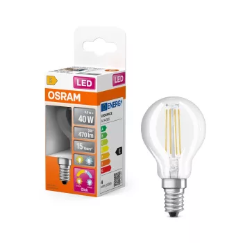 OSRAM Star Relax Active LED izzó, kisgömb forma, üveg búra, E14 foglalat, 4W, 470lm, 2700K/4000K