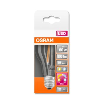 OSRAM Star LED izzó, körte forma, átlátszó üveg búra, E27 foglalat, 7W, 2700K, 806lm