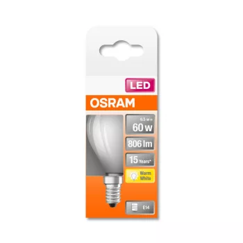 OSRAM Star LED kisgömb izzó, matt üveg búra, E14 foglalat, 6,5W, 2700K, 806lm, meleg fehér