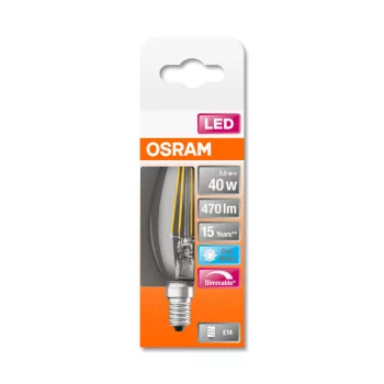 OSRAM LED gyertya izzó, gyertya forma, E14 foglalat, 4,5W, 4000K, 470lm, természetes fehér