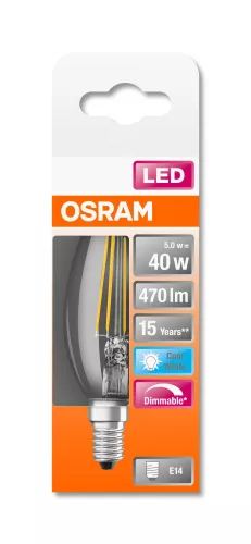 OSRAM LED gyertya izzó, gyertya forma, E14 foglalat, 4,5W, 4000K, 470lm, természetes fehér
