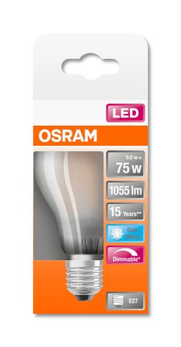 OSRAM Superstar dimmelhető LED körte, matt üveg búra, 8,5W 1055lm 4000K E27, átlagos élettartam: 15000 óra, fényszín: hideg fehér LED SST CL A DIM 75 GL FR 8.5W 4000K E27 ( 4058075435001 )