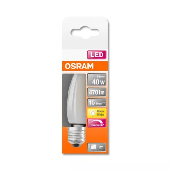 OSRAM Superstar LED gyertya izzó, gyertya forma, E27 foglalat, 4,5W, 2700K, 470lm, meleg fehér