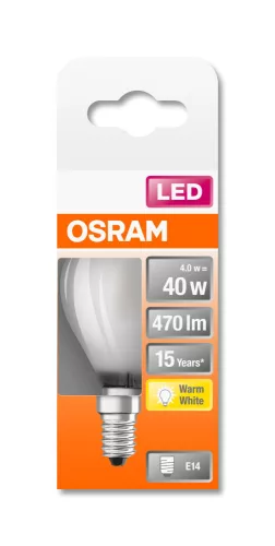 OSRAM Star LED kisgömb izzó, matt üveg búra, E14 foglalat, 4W, 2700K, 470lm, meleg fehér