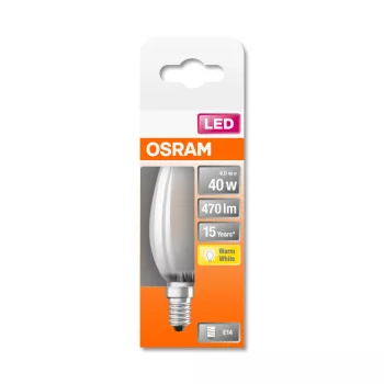 OSRAM Star LED gyertya izzó, matt üveg búra, E14 foglalat, 4W, 2700K, 470lm, meleg fehér