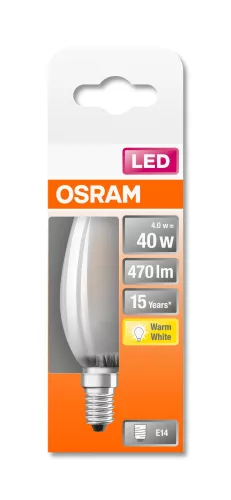 OSRAM Star LED gyertya izzó, matt üveg búra, E14 foglalat, 4W, 2700K, 470lm, meleg fehér