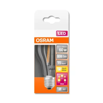 OSRAM Star dimmelhető LED izzó, körte forma, E27 foglalat, 6,5W, 2700K, 806lm, meleg fehér