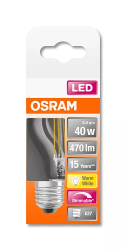 OSRAM Superstar LED kisgömb izzó, kisgömb forma, E27 foglalat, 4,5W, 2700K, 470lm