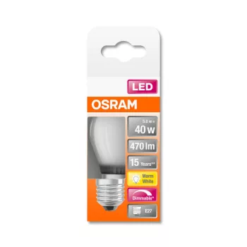 OSRAM Superstar LED kisgömb izzó, kisgömb forma, E27 foglalat, 4,5W, 2700K, 470lm, meleg fehér