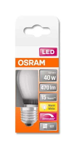 OSRAM Superstar LED kisgömb izzó, kisgömb forma, E27 foglalat, 4,5W, 2700K, 470lm, meleg fehér