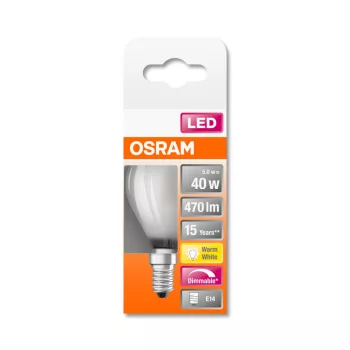OSRAM Superstar LED kisgömb izzó, kisgömb forma, E14 foglalat, 4,5W, 2700K, 470lm, meleg fehér