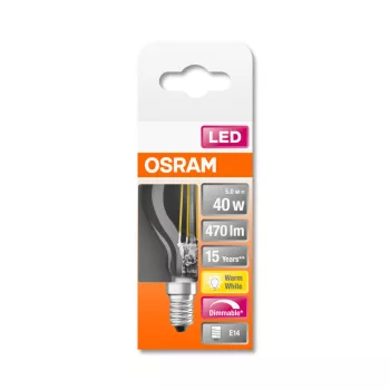 OSRAM Superstar LED kisgömb izzó, kisgömb forma, E14 foglalat, 4,5W, 2700K, 470lm