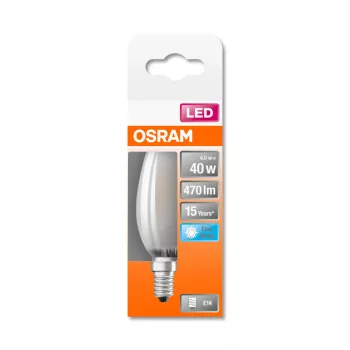 OSRAM Star LED gyertya izzó, matt üveg búra, E14 foglalat, 4W, 4000K, 470lm, hideg fehér