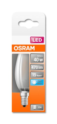 OSRAM Star LED gyertya, matt üveg búra, 4W 470lm 4000K E14, átlagos élettartam: 15000 óra, fényszín: hideg fehér LED ST CL B 40 GL FR 4W 4000K E14 ( 4058075437128 )