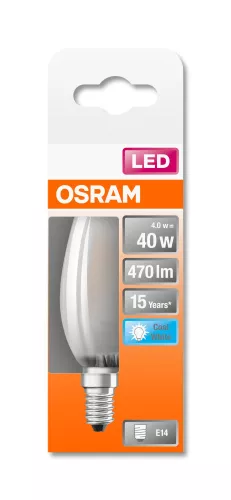 OSRAM Star LED gyertya izzó, matt üveg búra, E14 foglalat, 4W, 4000K, 470lm, hideg fehér