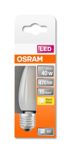 OSRAM Star LED gyertya, matt üveg búra, 4W 470lm 2700K E27, átlagos élettartam: 15000 óra, fényszín: meleg fehér LED ST CL B 40 GL FR 4W 2700K E27 ( 4058075437265 )