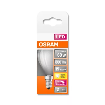OSRAM Superstar LED kisgömb izzó, kisgömb forma, E14 foglalat, 6,5W, 2700K, 806lm