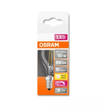OSRAM Superstar LED kisgömb izzó, kisgömb forma, E14 foglalat, 6,5W, 2700K, 806lm, meleg fehér